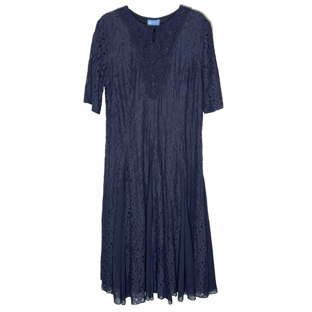 Koret Cottagecore Lace Midi Dress 18 Crochet Romantic Boho Modest 90s Vintage